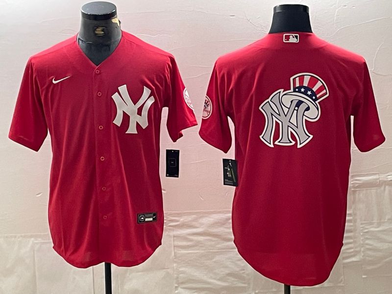 Men New York Yankees Blank Red joint name Nike 2024 MLB Jersey style 3->new york yankees->MLB Jersey